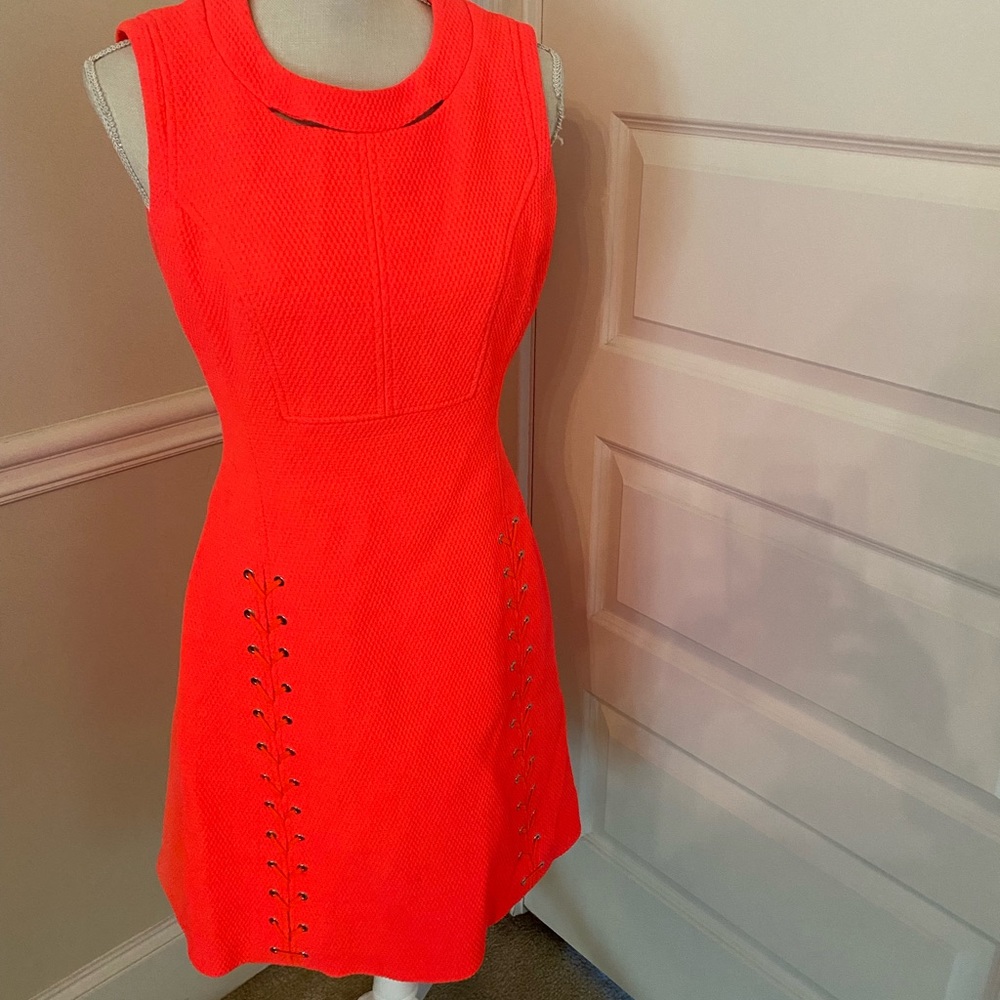 Karen Millen neon orange dress.